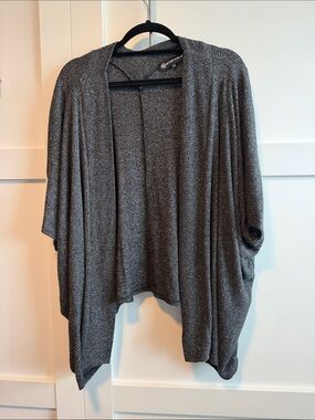 Wantable Charcoal Gray Open-Front Draped Cardigan